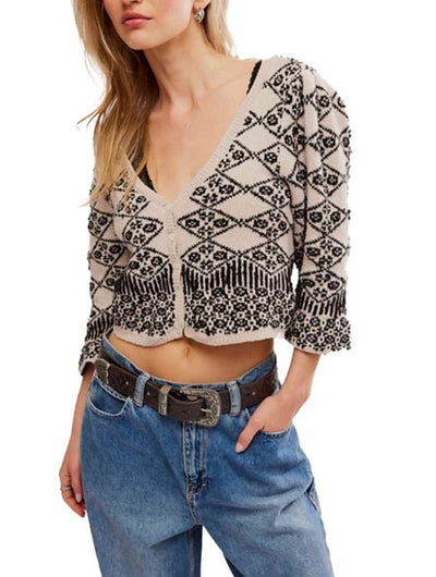 Free People Geo Floral Cardi