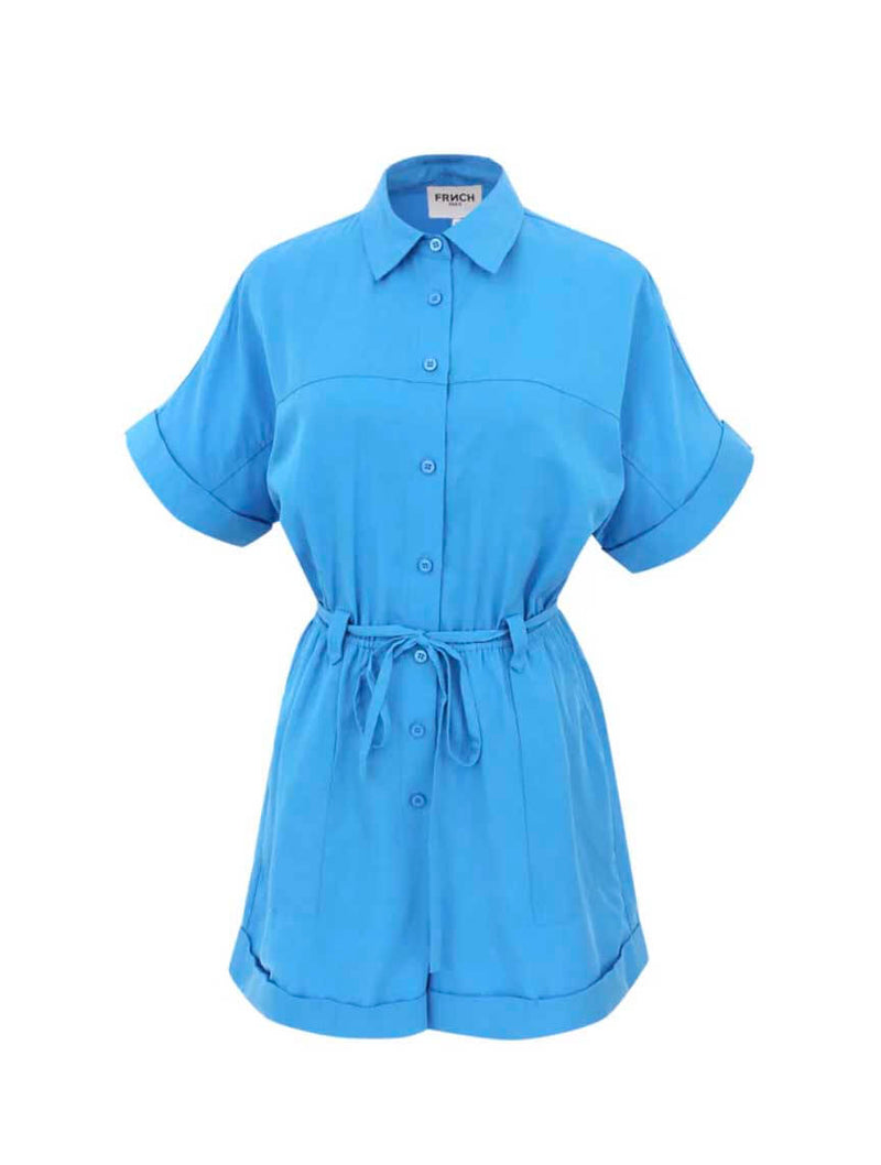 Lily Woven Romper in Bleu Electrique