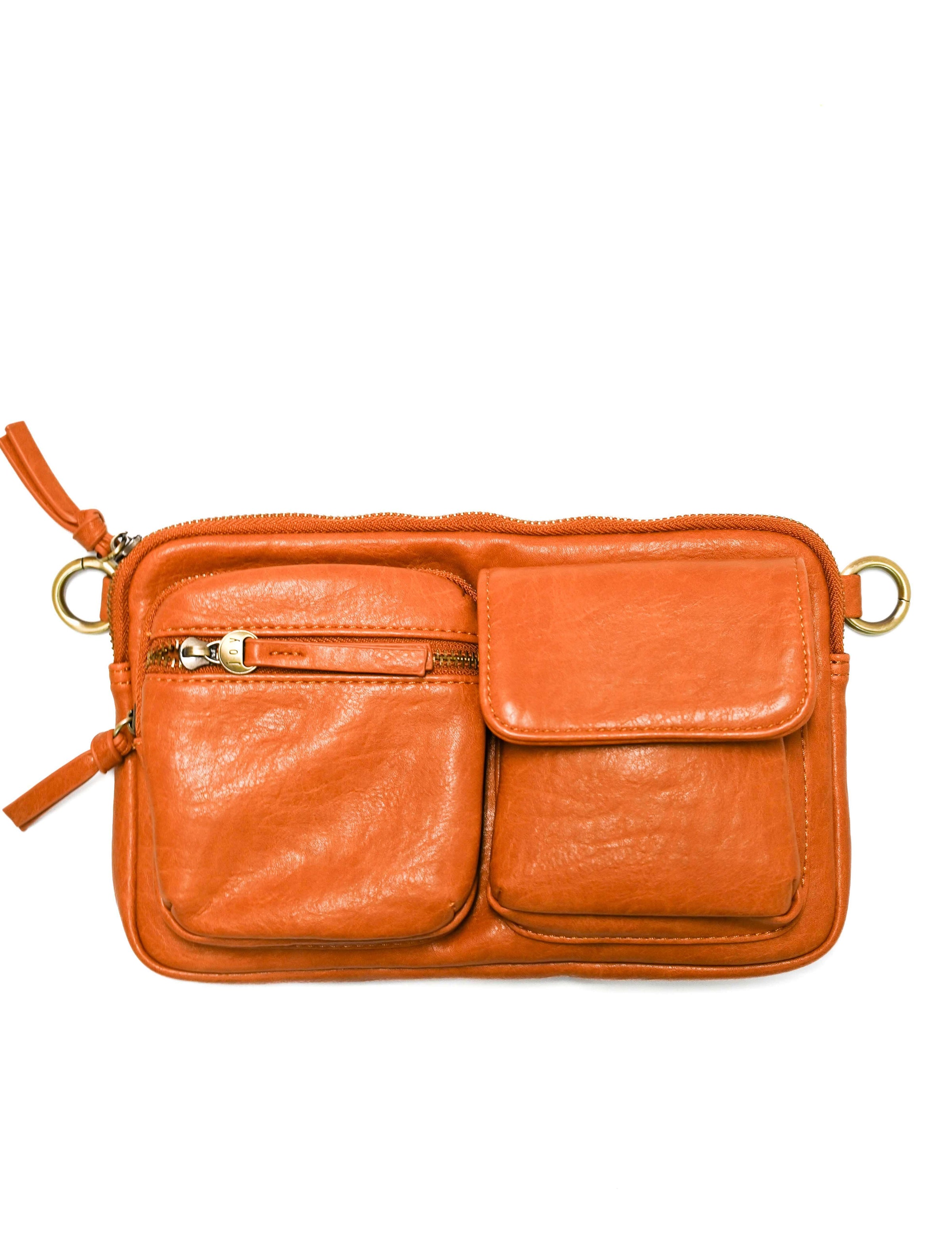 Kendra Cargo Pocket Sling Crossbody in Cognac