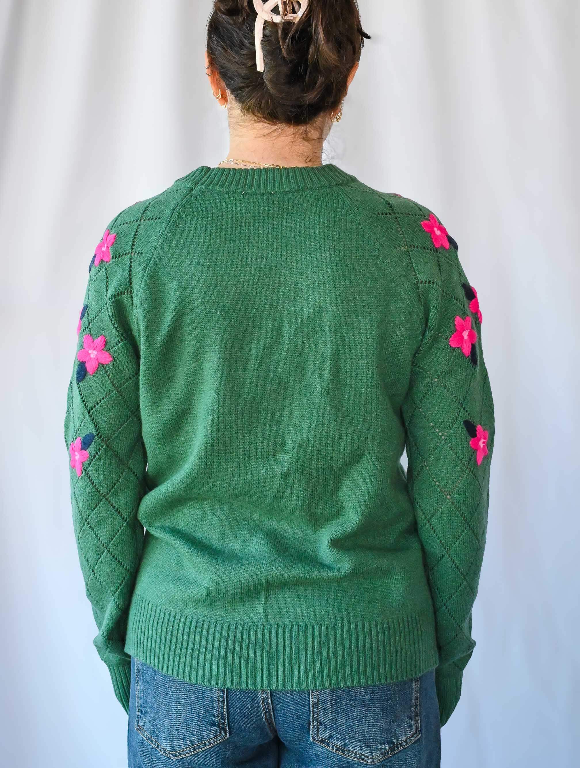 Floral Embroidered Crewneck Sweater