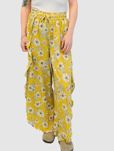 Tulip Hem Floral Print Wide Leg Pant