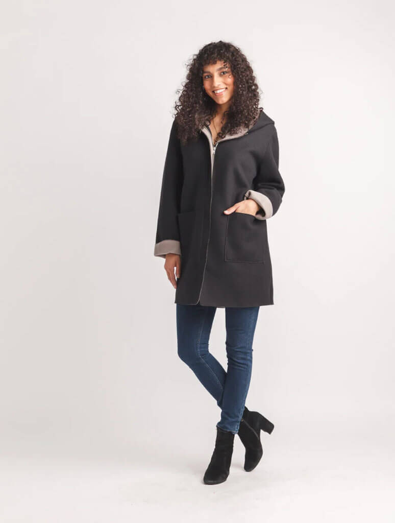 Soft Heathered Hooded Jacket With Patch Pockets