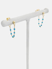 JAYNE Enamel Chain Earrings in Light Blue