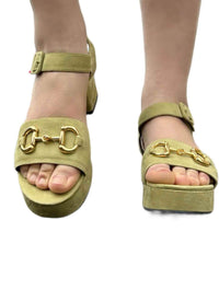 Jeffrey Campbell Timeless Sandal in Dusty Green Suede GoldJeffrey Campbell Timeless Sandal in Dusty Green Suede Gold