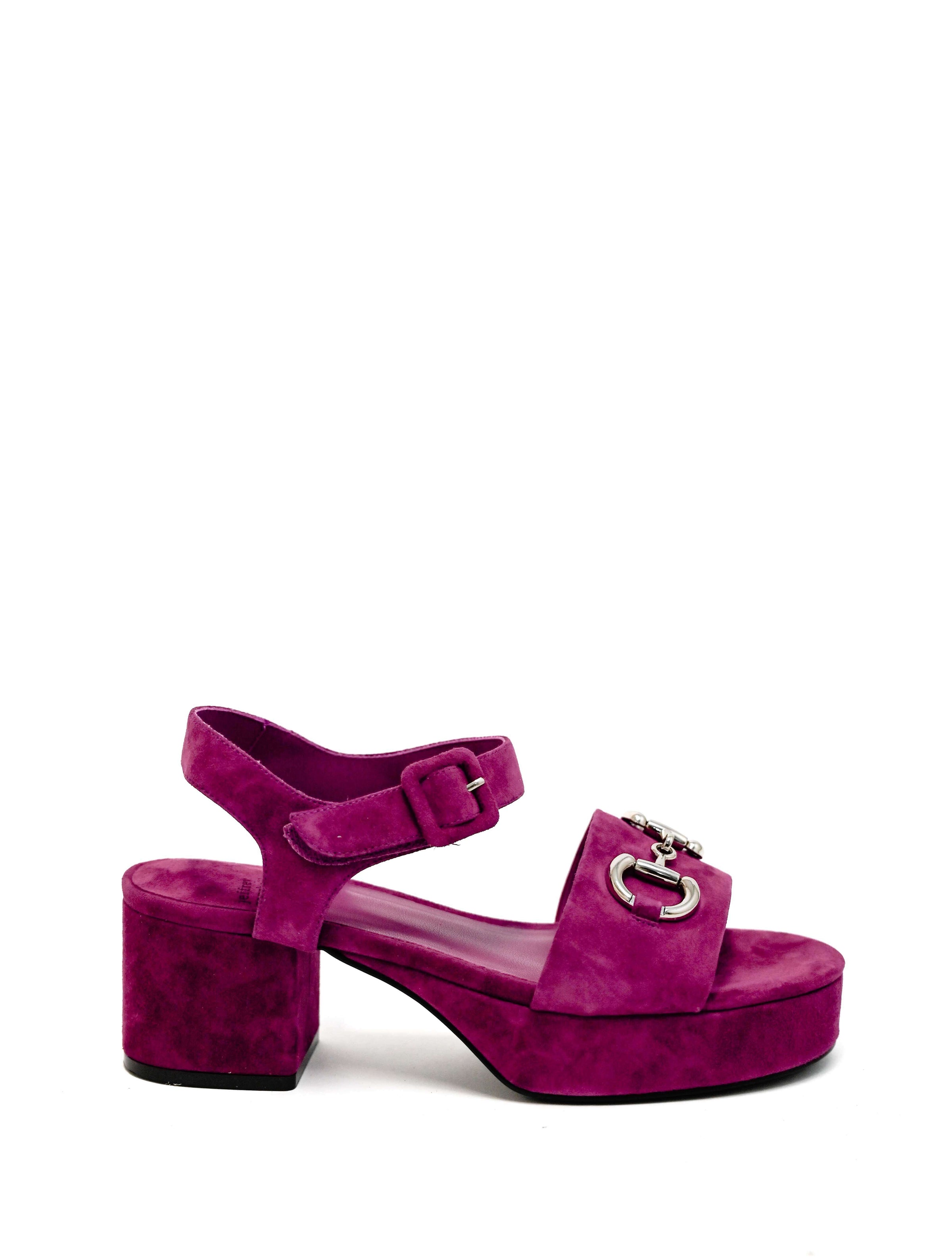 Jeffrey Campbell Timeless Sandal in Fuchsia Suede Silver