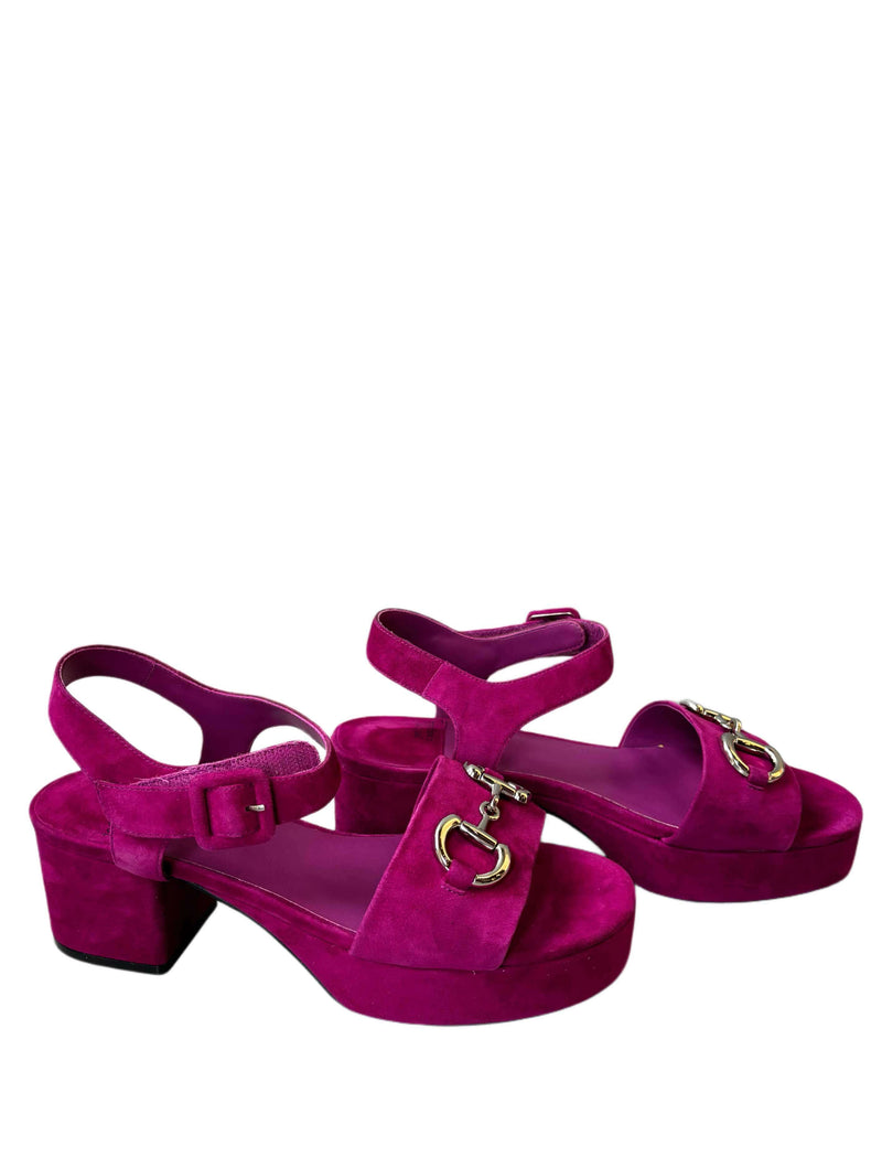 Jeffrey Campbell Timeless Sandal in Fuchsia Suede Silver