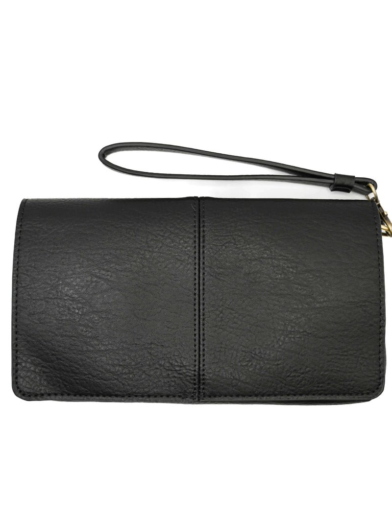 Everly Organizer Flap Crossbody Bag in Black