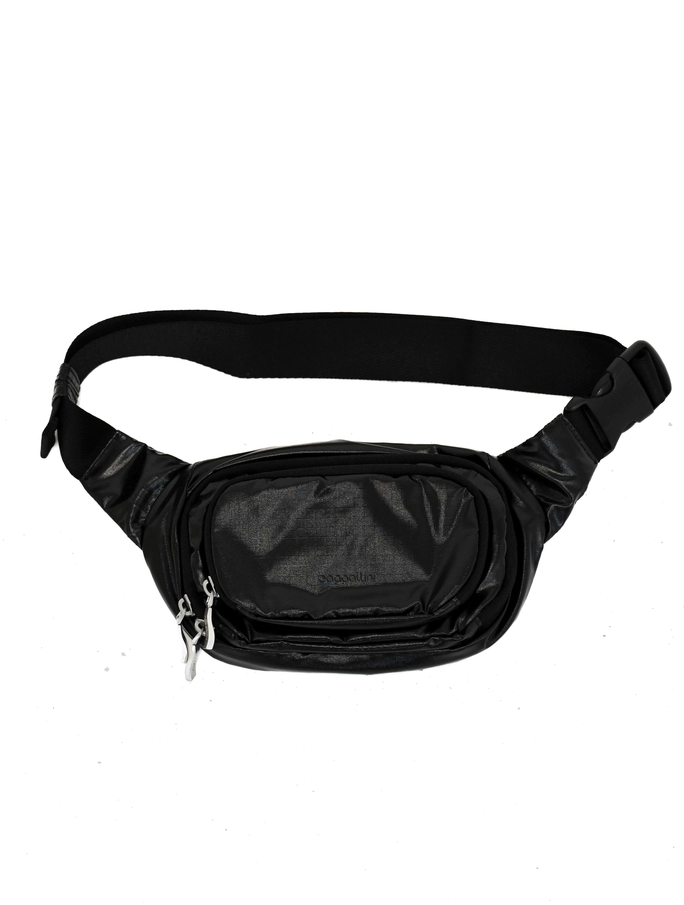 Baggallini On The Go Belt Bag Waist Pack in Black Gloss Ripstop