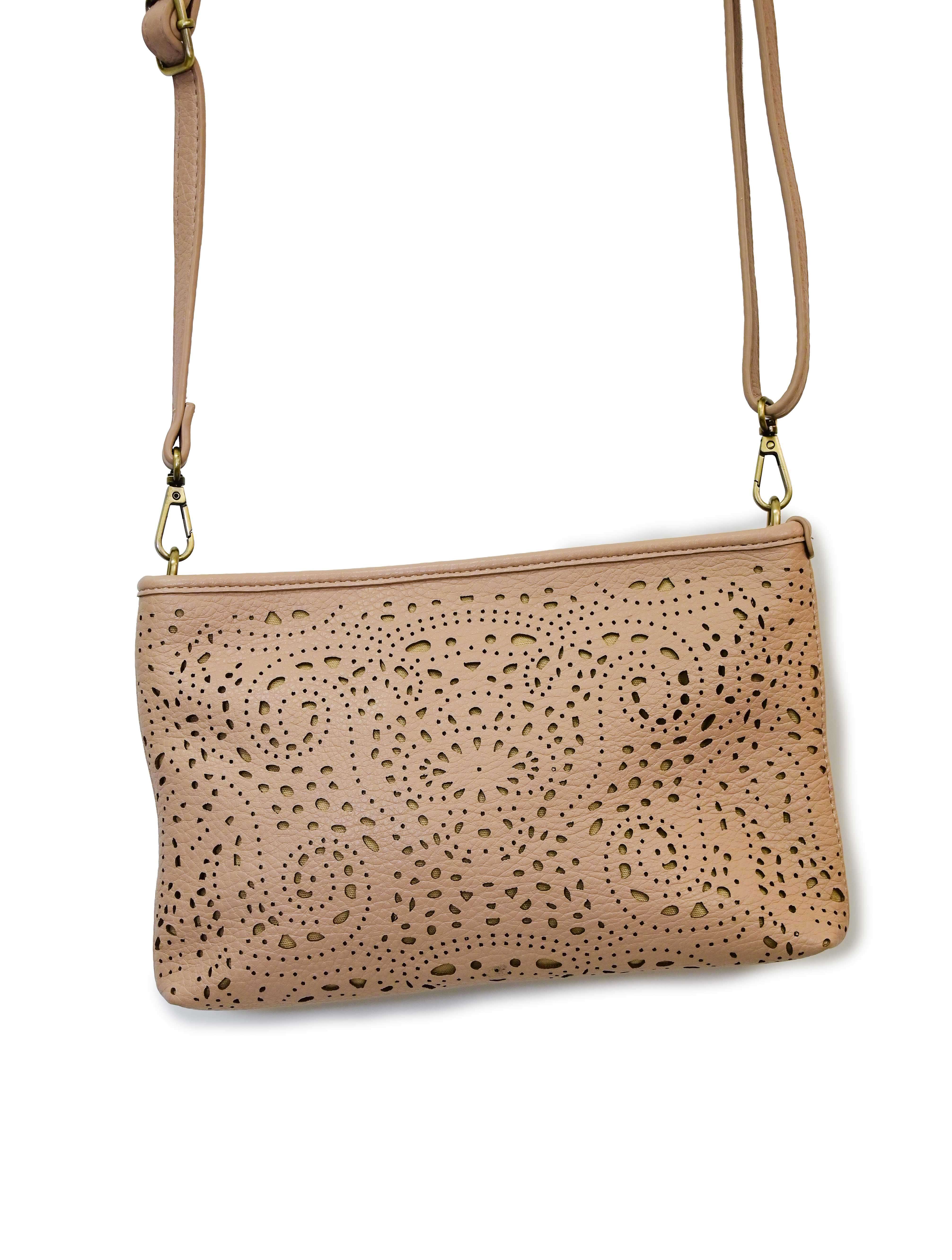 Lazer Cut Eyelet Quinn Convertible Crossbody Clutch