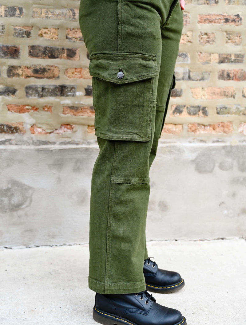 Kut From The Kloth Pattie Mid Rise Straight Leg Jeans in Army Green