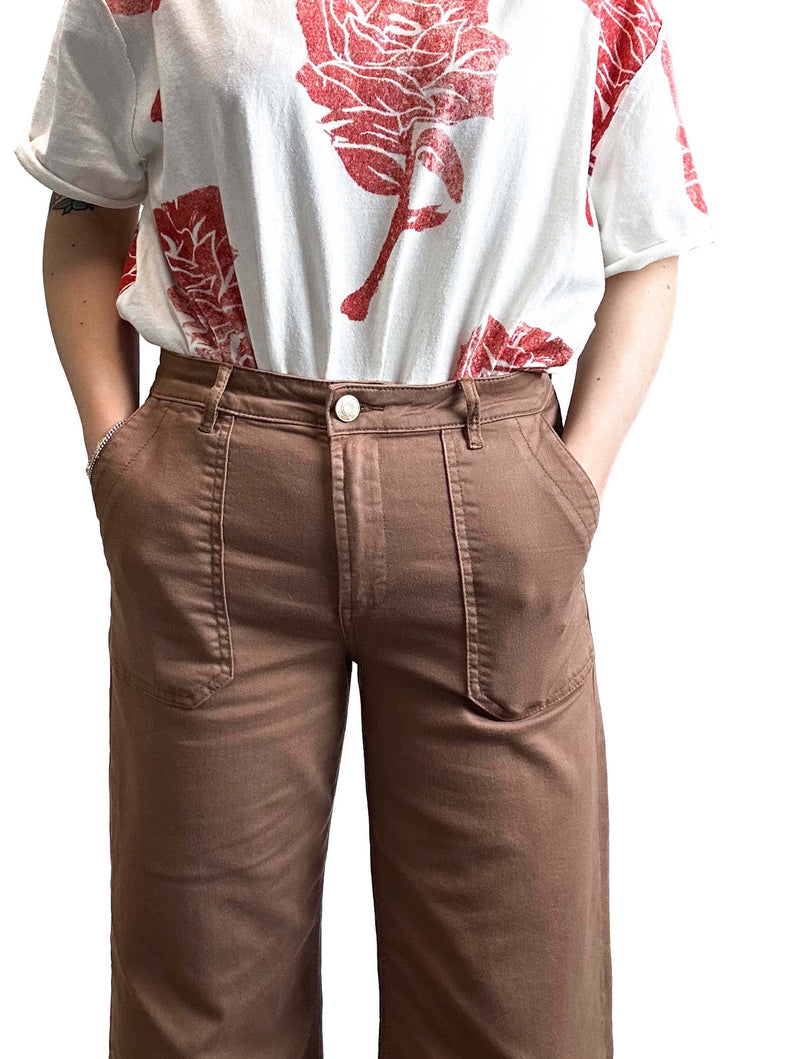 Kut From The Kloth Meg Wide Leg Pork Chop Pant in Mocha