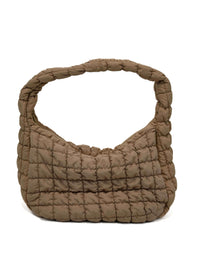 Large Quilted Nylon Bag in Beige