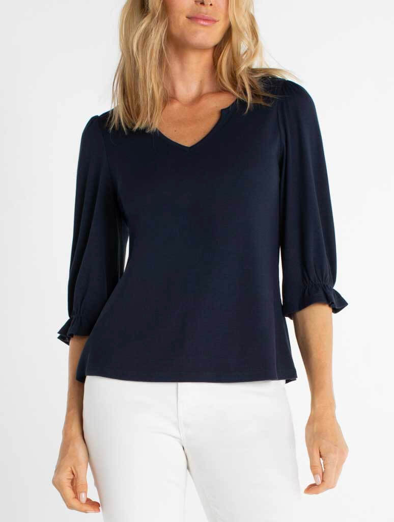 Liverpool Elbow Sleeve Notch Knit Tee