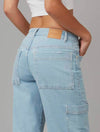 Lola Jeans Pheonix Mid Rise Cargo Pant in Clear Sky