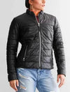 Robin CF Leather Puffer Jacket with Removable Hood