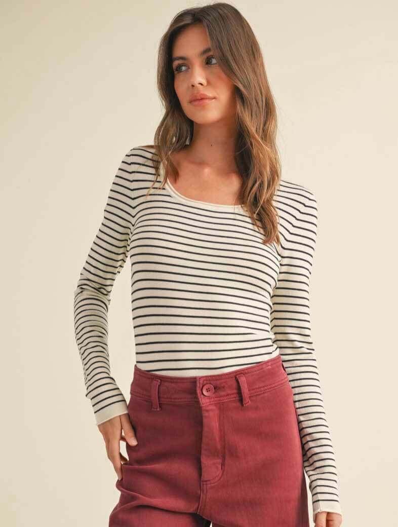 Striped Long Sleeve Knitted Top