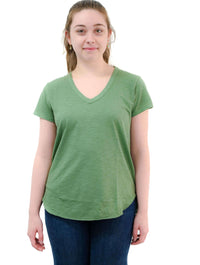 V-Neck Tee W/ Curve Hem Tee in Mint Moss