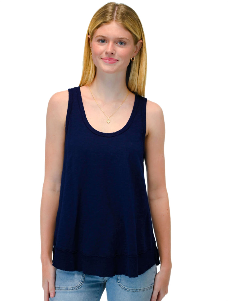 Scoop Neck Tank in Navy Licorice