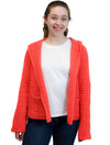 Long Sleeve Cropped Hooded Open Cardi in Fiery Tangerine