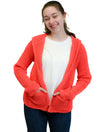 Long Sleeve Cropped Hooded Open Cardi in Fiery Tangerine