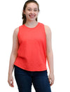 Ribbed Mixed Long Tank in Fiery Tangerine