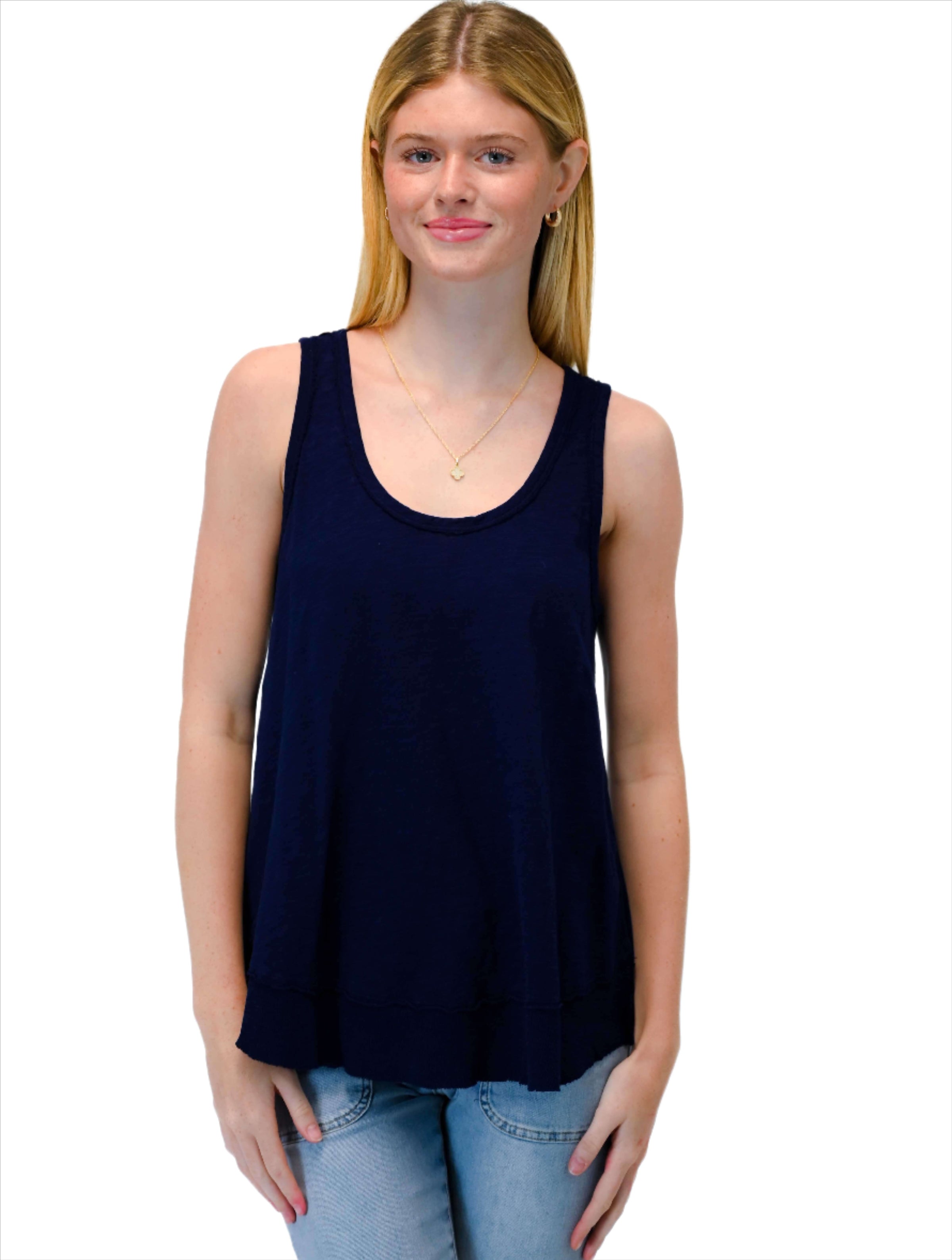 Scoop Neck Tank in Navy Licorice