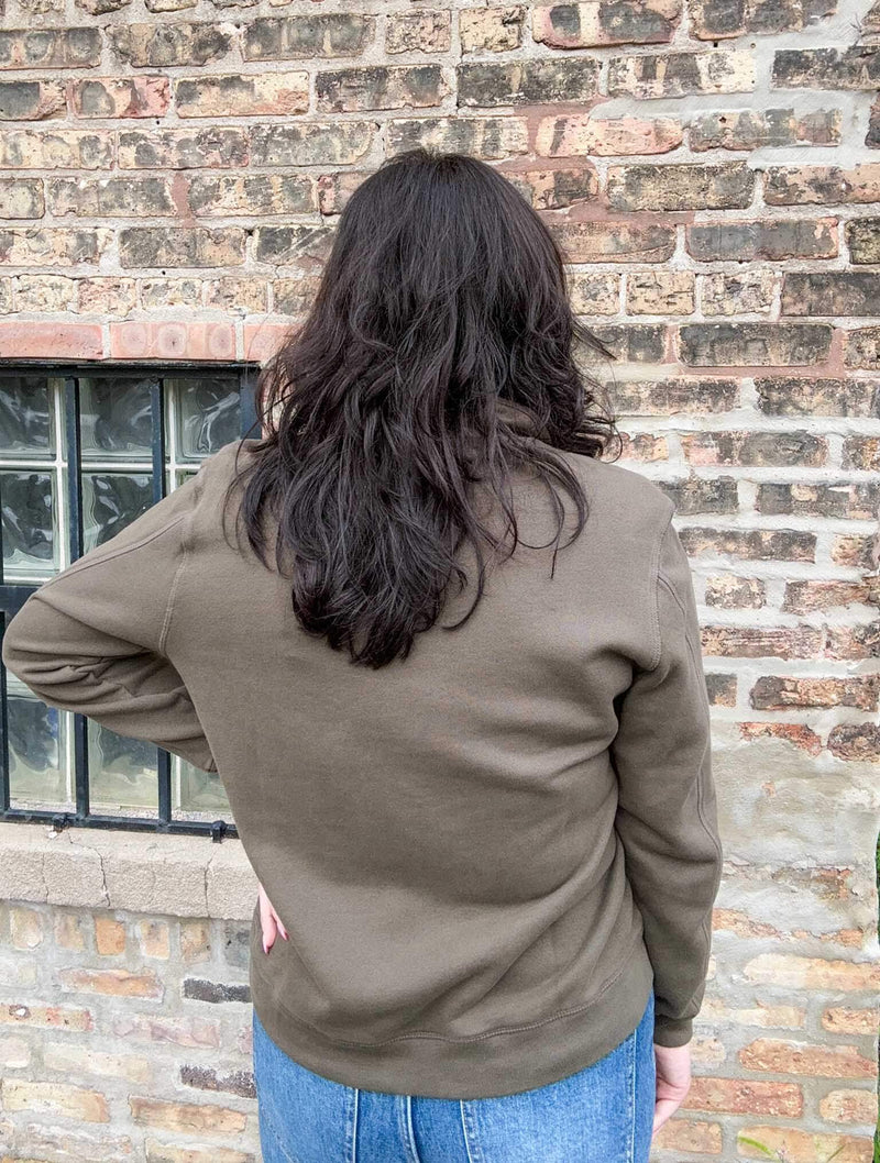 1/2 Zip Funnel Sweatshirt in Olive Thistle