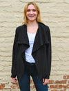 Long Sleeve Draped Front Jacket in Black