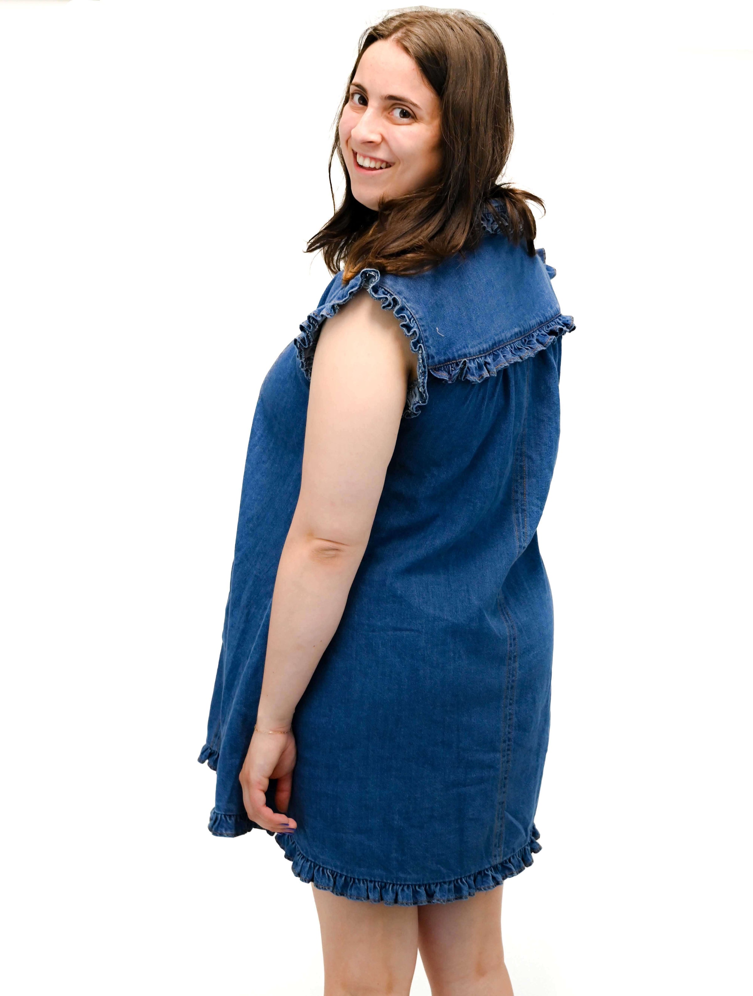 Brooke Button Up Dress in Denim