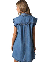 Brooke Button Up Dress in Denim