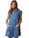 Brooke Button Up Dress in Denim