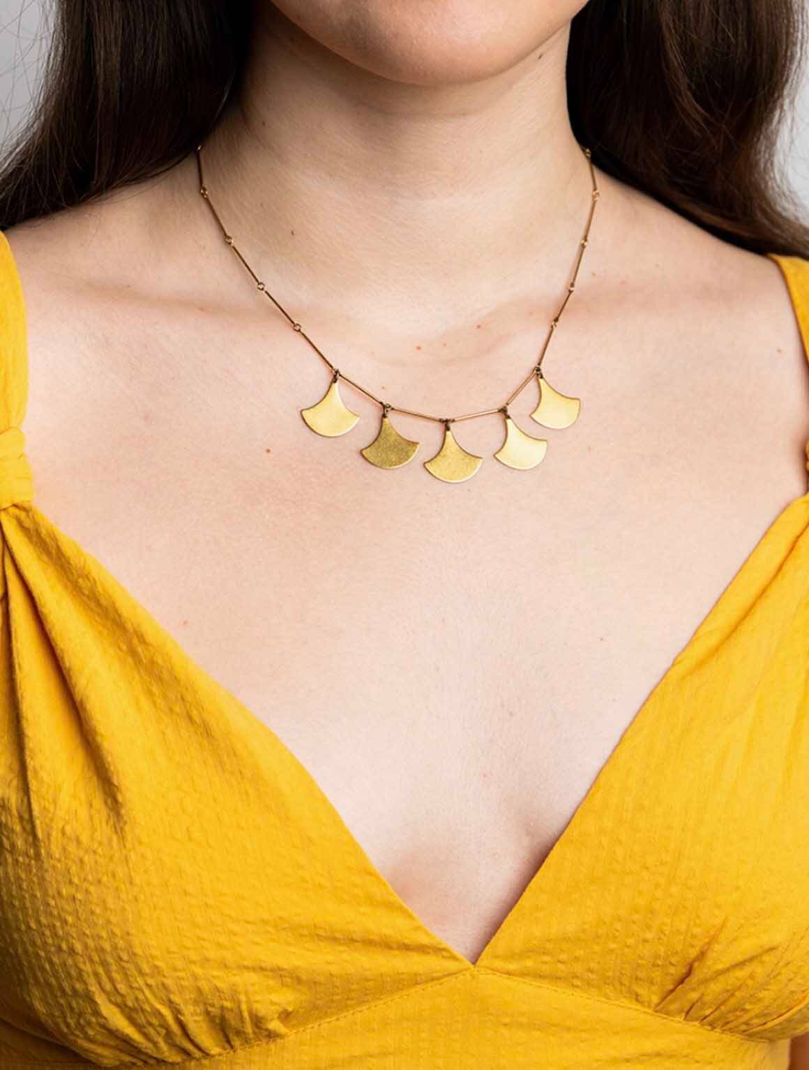 Five Ax Necklace in Gold