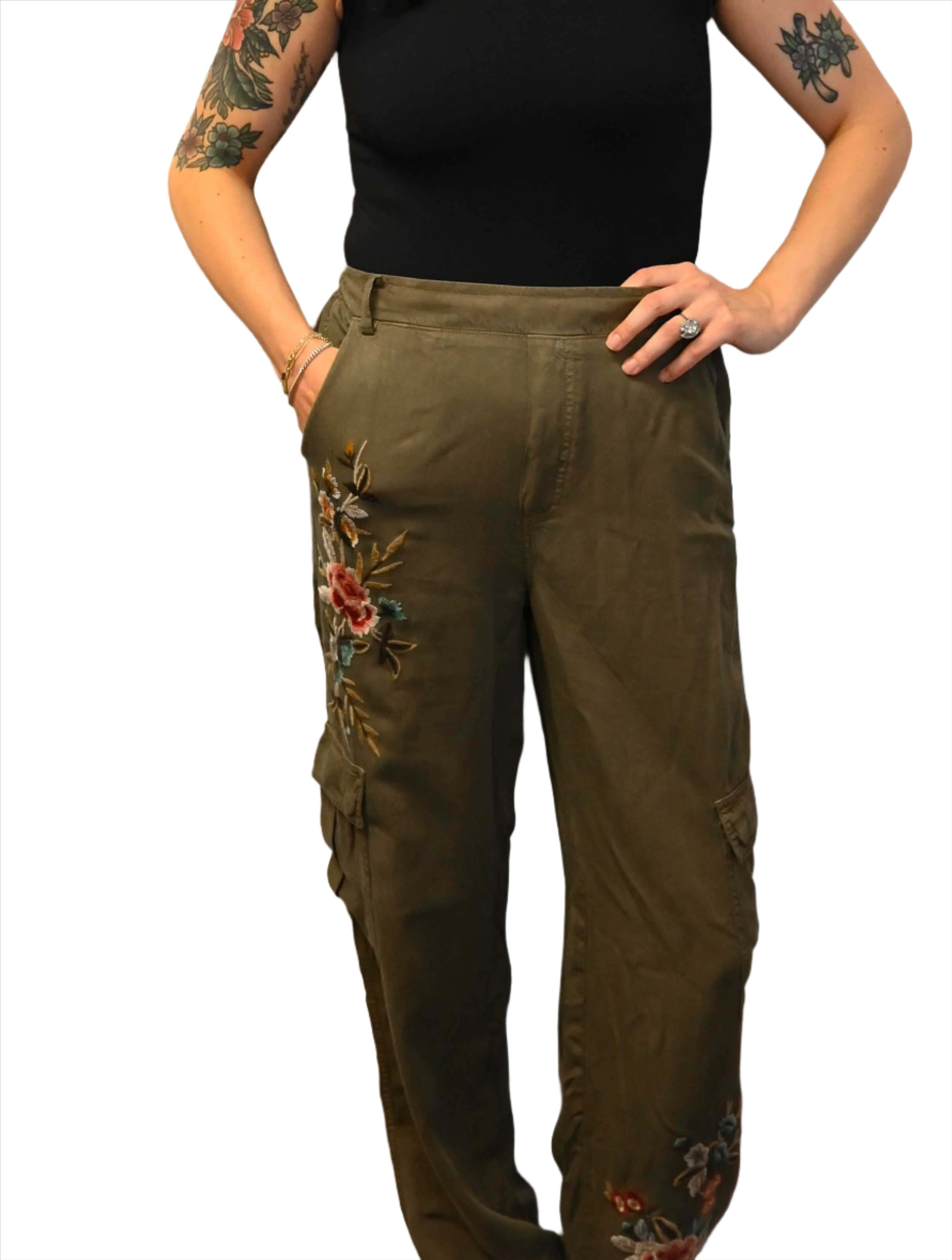 Tencel Twill Embroidered Cargo Pant