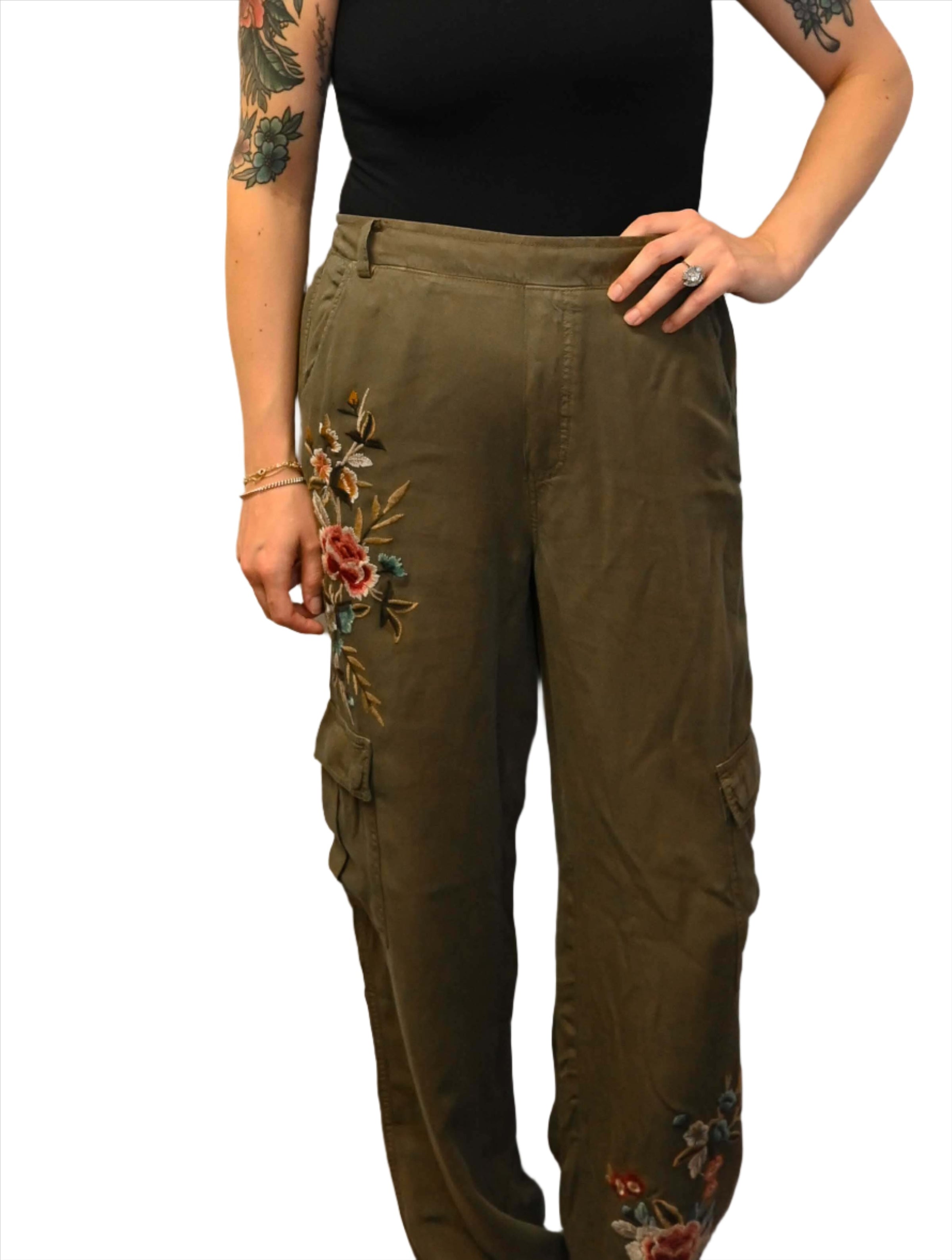 Tencel Twill Embroidered Cargo Pant