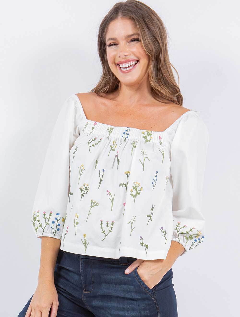 Poplin Top in White