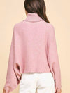 Turtleneck Raglan Sleeve Sweater with Button Detail