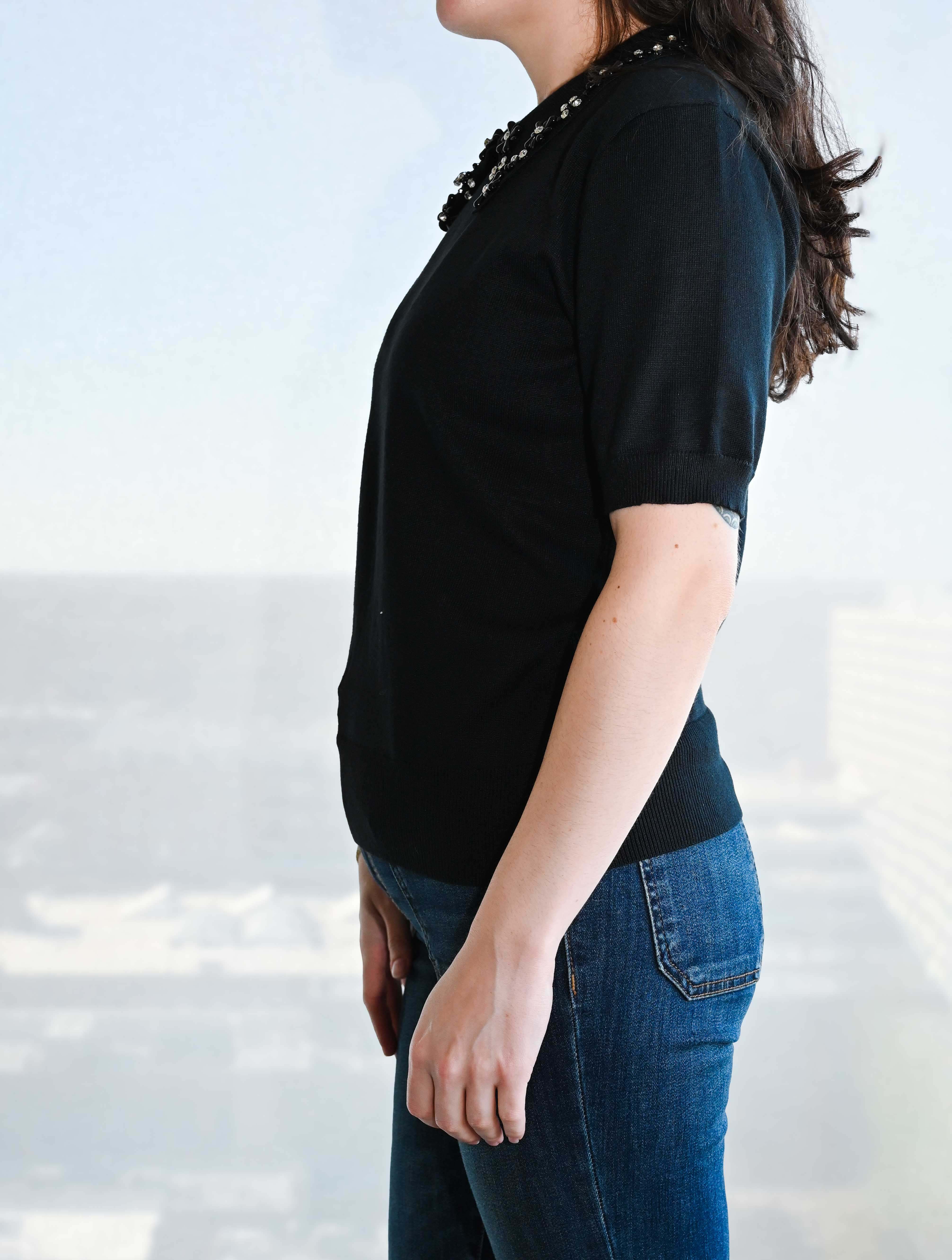 Embellished Collar Knit Sweater