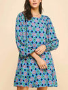 Print Long Sleeve Tunic Dress