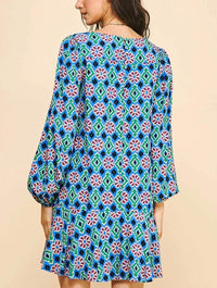 Print Long Sleeve Tunic Dress