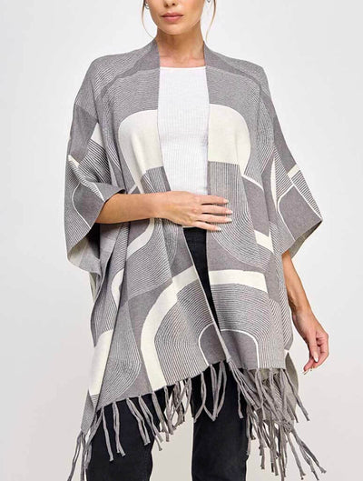 Fine Gauge Geo Fringed Poncho