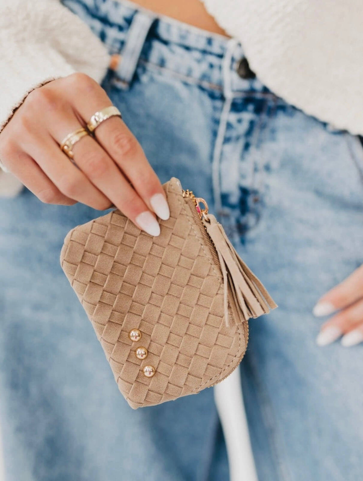 Suede Paris Studded Wallet