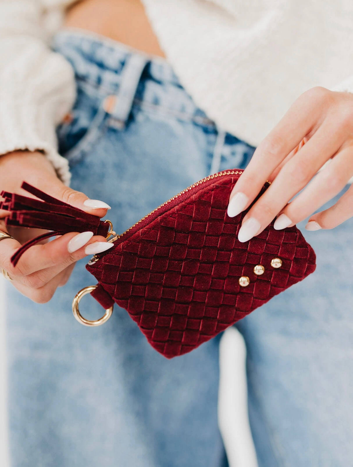 Suede Paris Studded Wallet