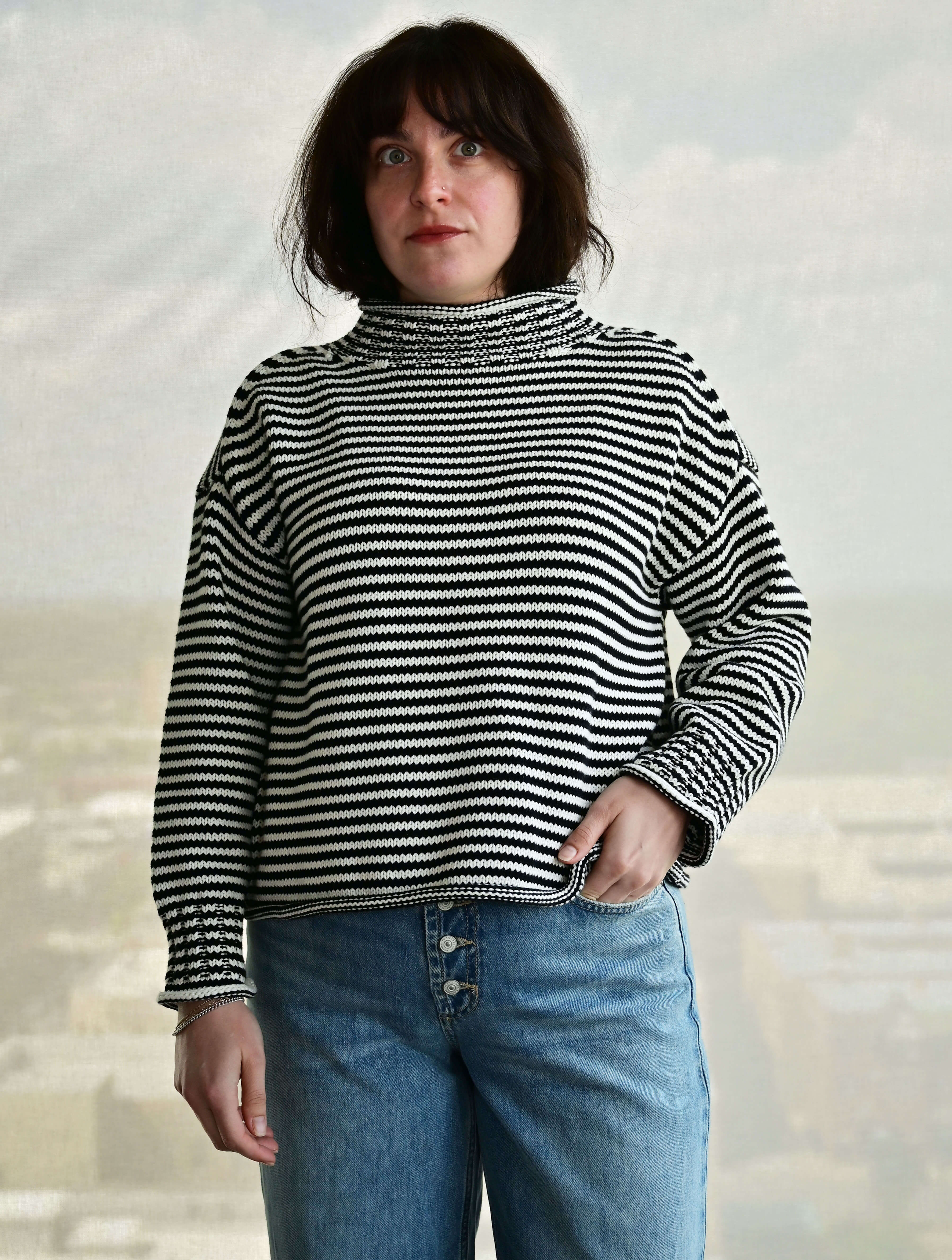 Lucretia Funnel Neck Stripe Sweater