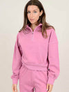 Mailyn Fleece LS Half-Zip Pullover In Dusty Rose