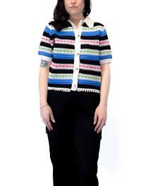 Kyoto Short Sleeve Knit Cardigan in Bright Multi