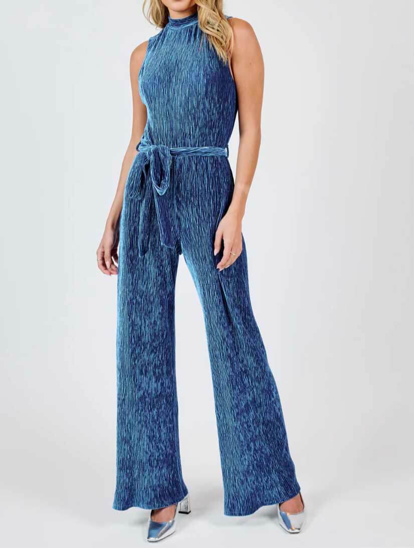 Lorelai Pleated Velvet Jumpsuit