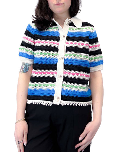 Kyoto Short Sleeve Knit Cardigan in Bright Multi