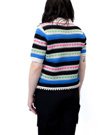 Kyoto Short Sleeve Knit Cardigan in Bright Multi