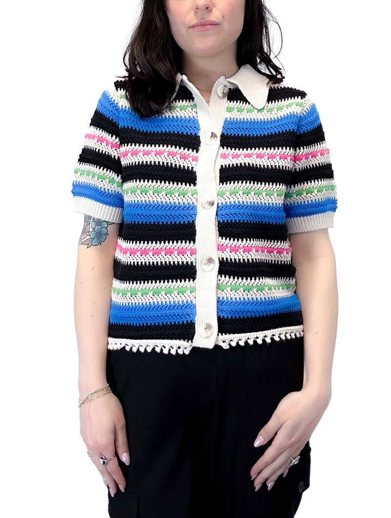 Kyoto Short Sleeve Knit Cardigan in Bright Multi