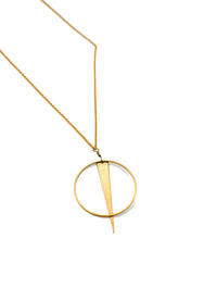 Long Circle Spike Necklace in Brass